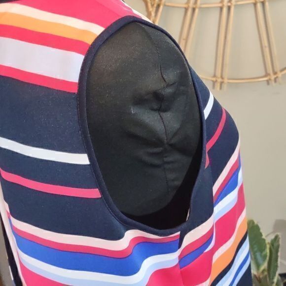 Maggy London Stripes Sleeveless Shift Dress Sz 14 - Picture 10 of 14